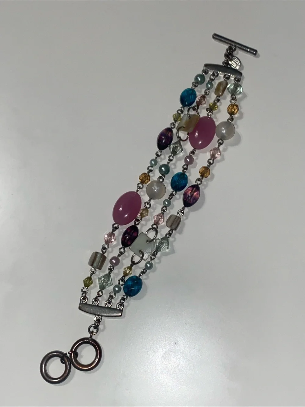 Multicolor Beaded Five-Row Bracelet - Pink Accent by Cookie Lee
